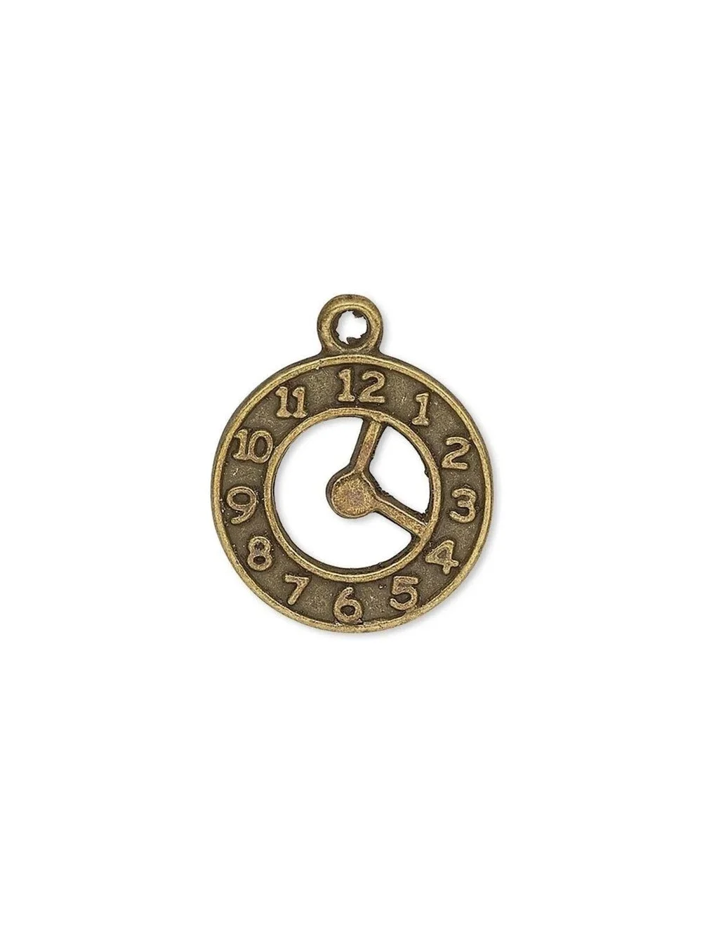 Antique Brass Pewter 18mm Open Analog Clock Face 2-Sided Charms Pendants 10 pcs